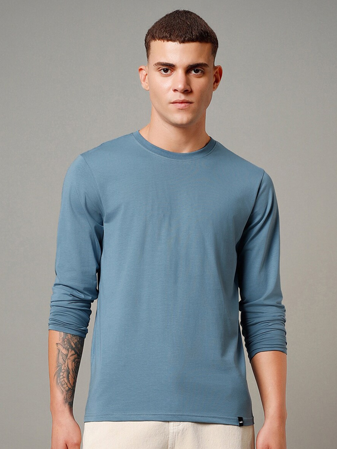 

Bewakoof Round Neck Long Sleeves T-shirt, Blue