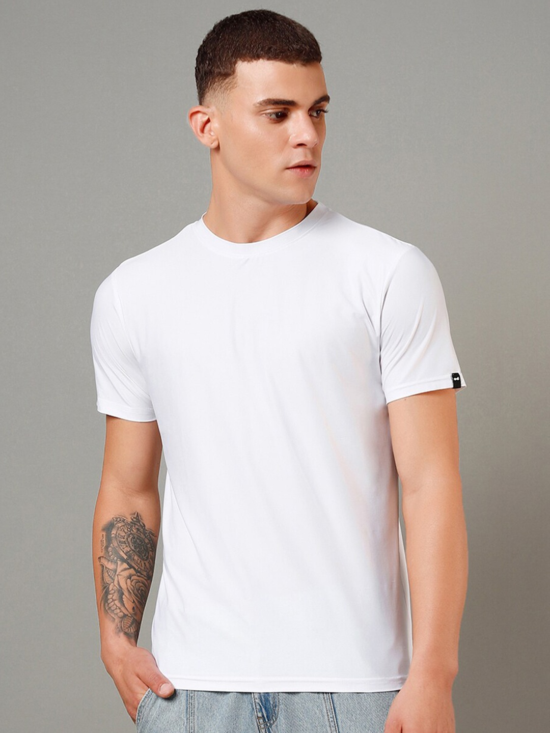 

Bewakoof Round Neck Pure Cotton T-shirt, White