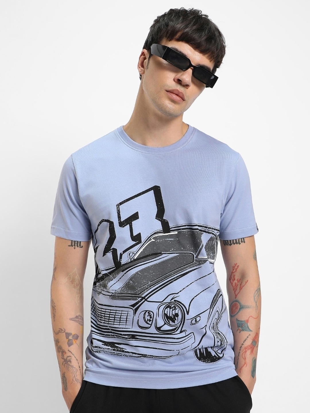 

Bewakoof Graphic Printed Pure Cotton T-shirt, Purple