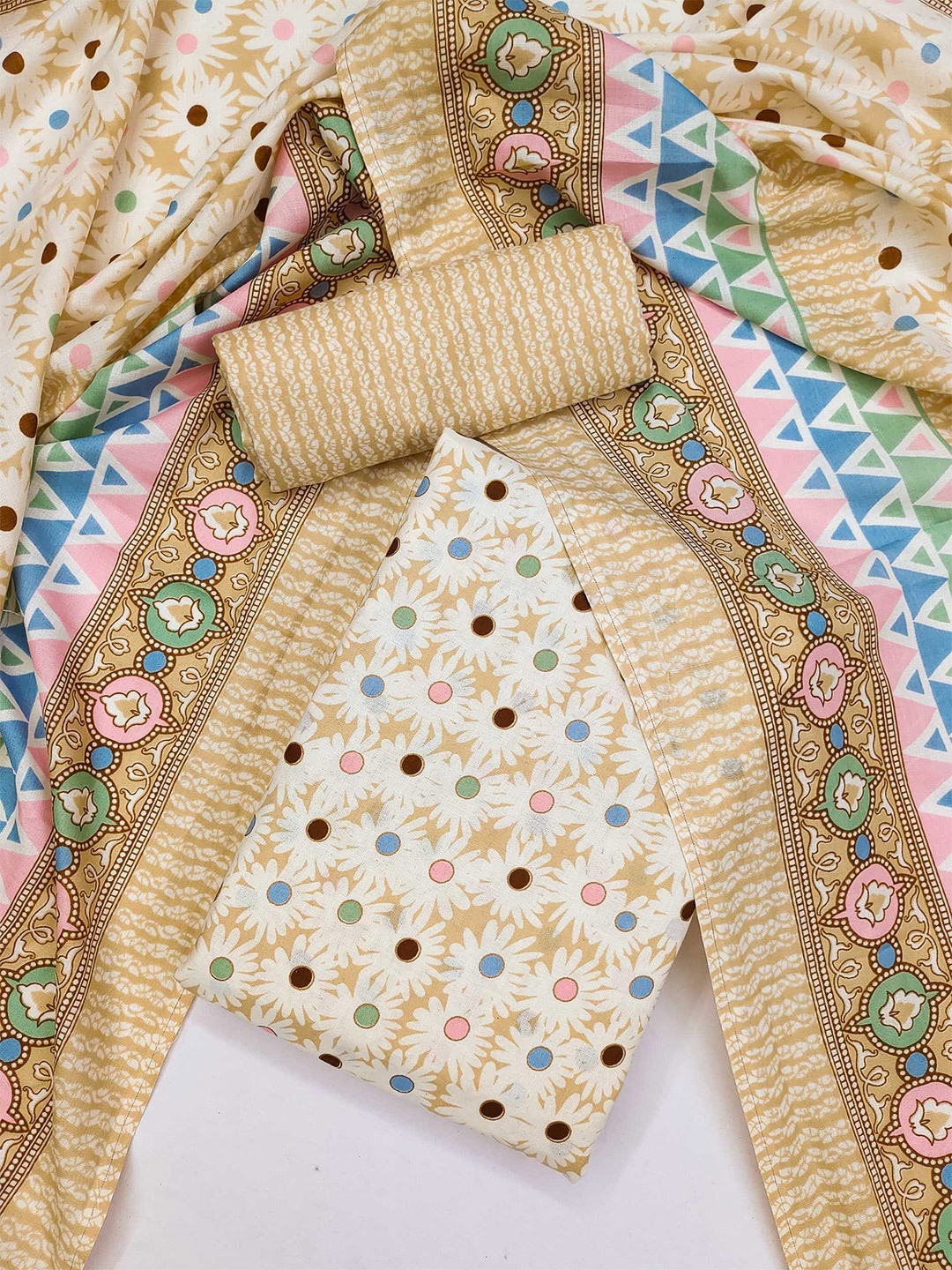 

KALINI Printed Unstitched Dress Material, Beige