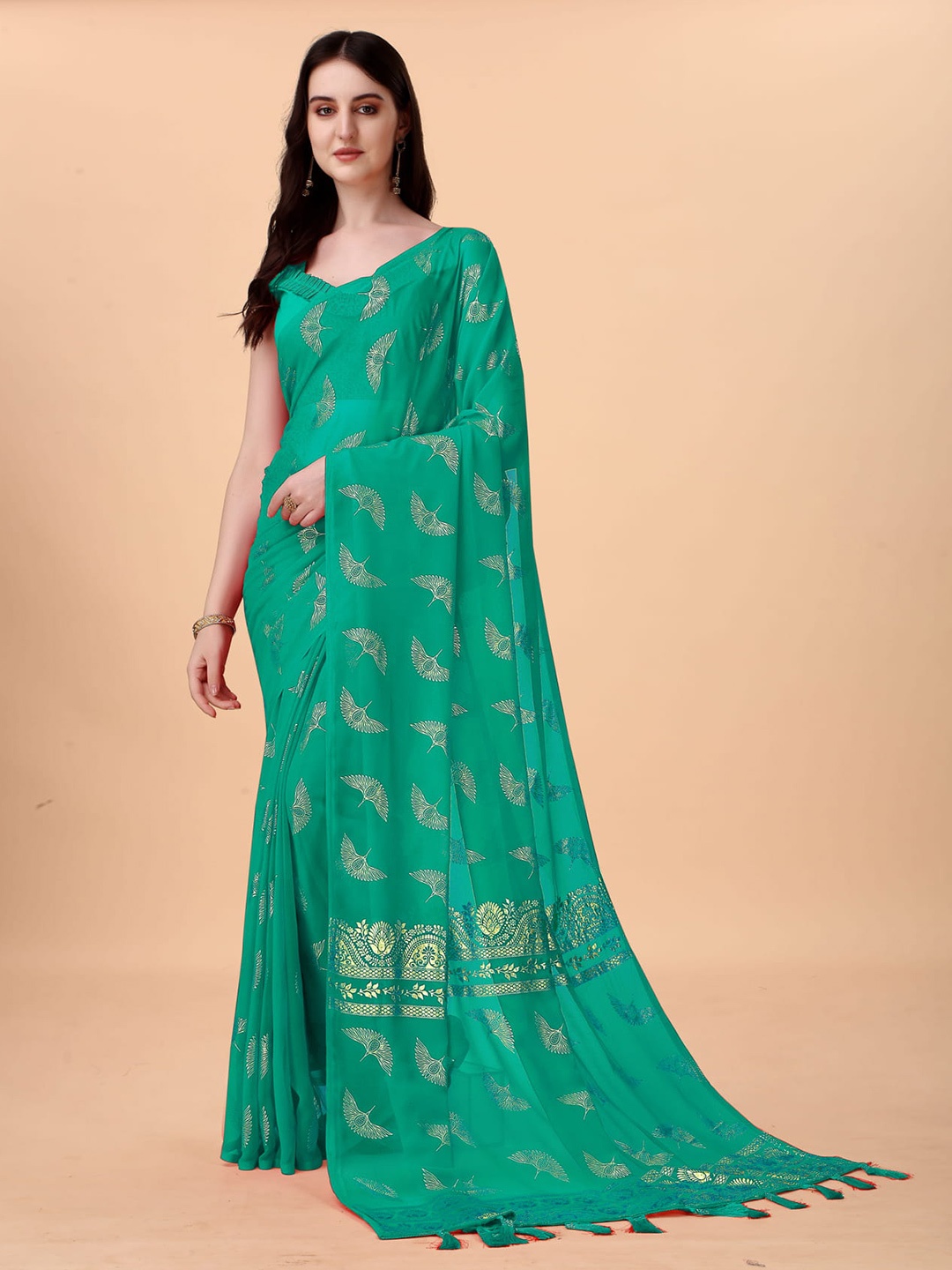 

KALINI Woven Design Zari Jamdani Saree, Blue