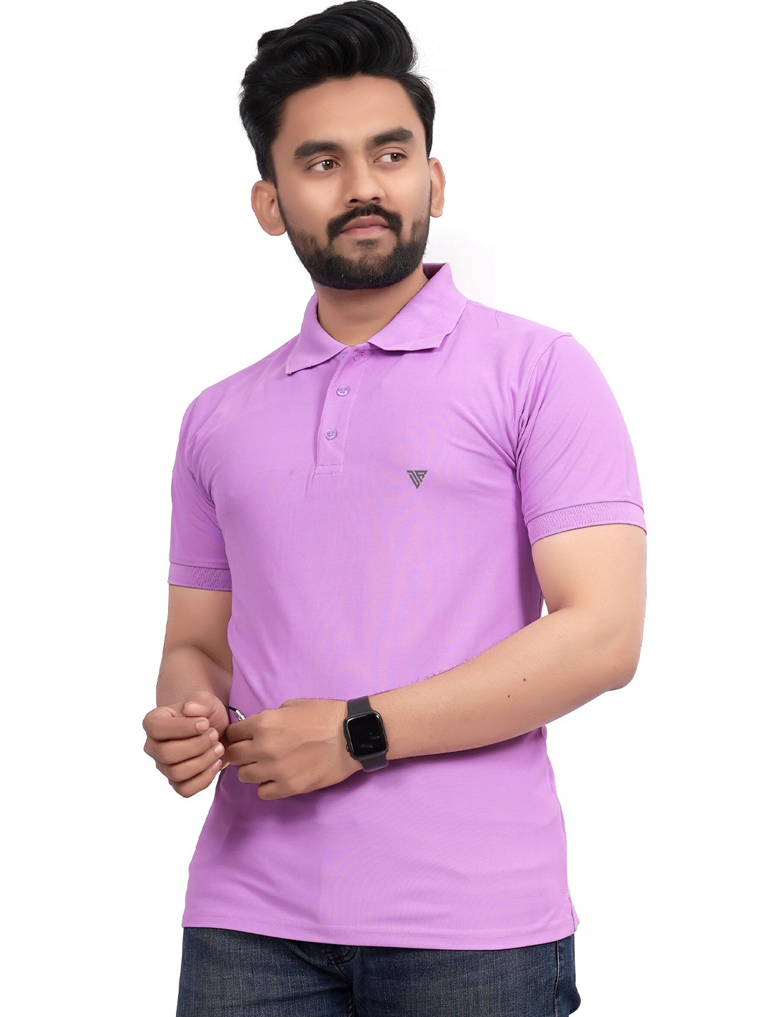 

Divra Clothing Polo Collar Regular -Fit T-Shirt, Lavender
