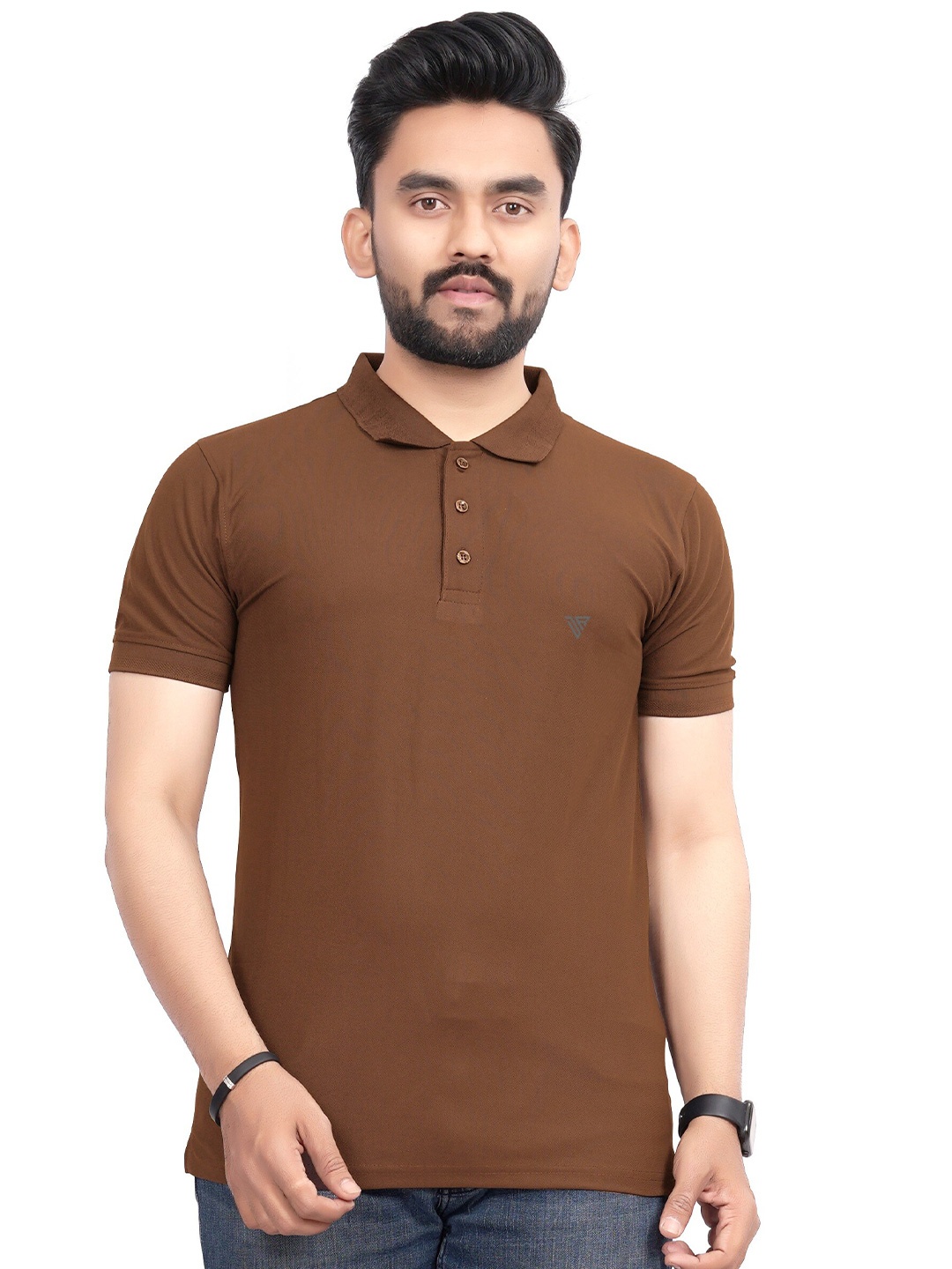 

Divra Clothing Polo Collar T-shirt, Brown