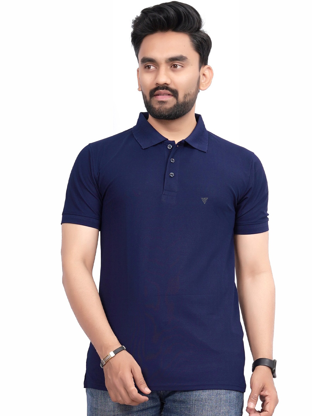 

Divra Clothing Polo Collar T-shirt, Navy blue