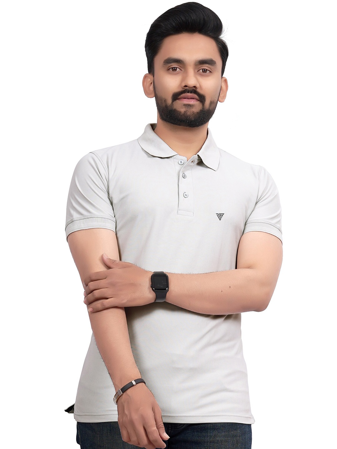 

Divra Clothing Polo Collar Regular -Fit T-Shirt, Grey