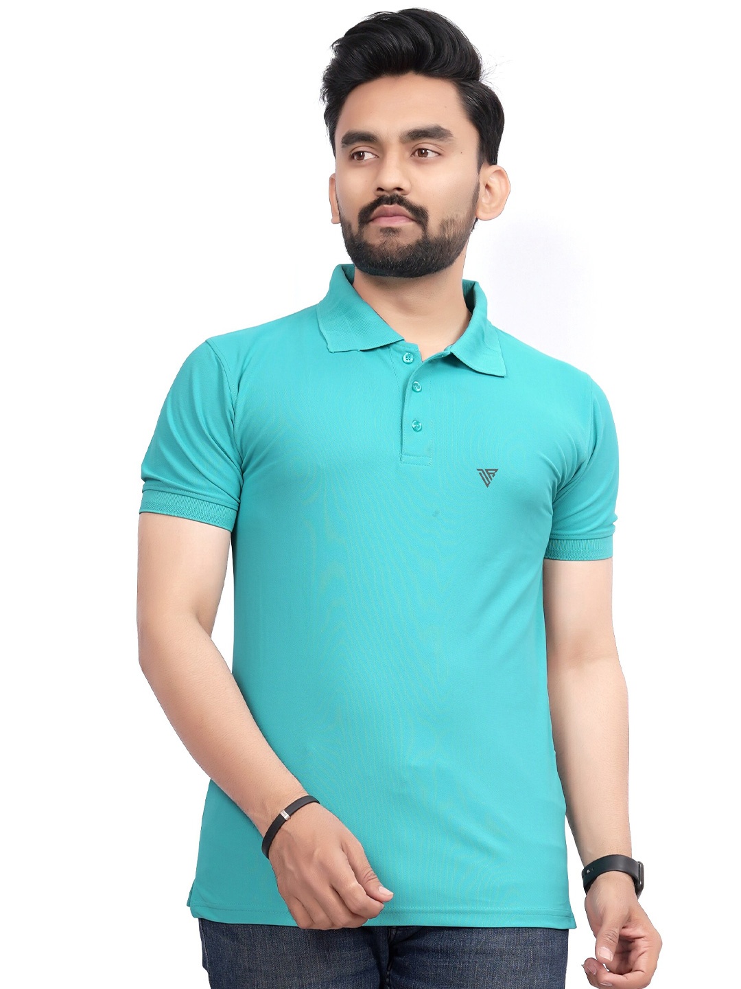 

Divra Clothing Polo Collar Regular -Fit T-Shirt, Sea green