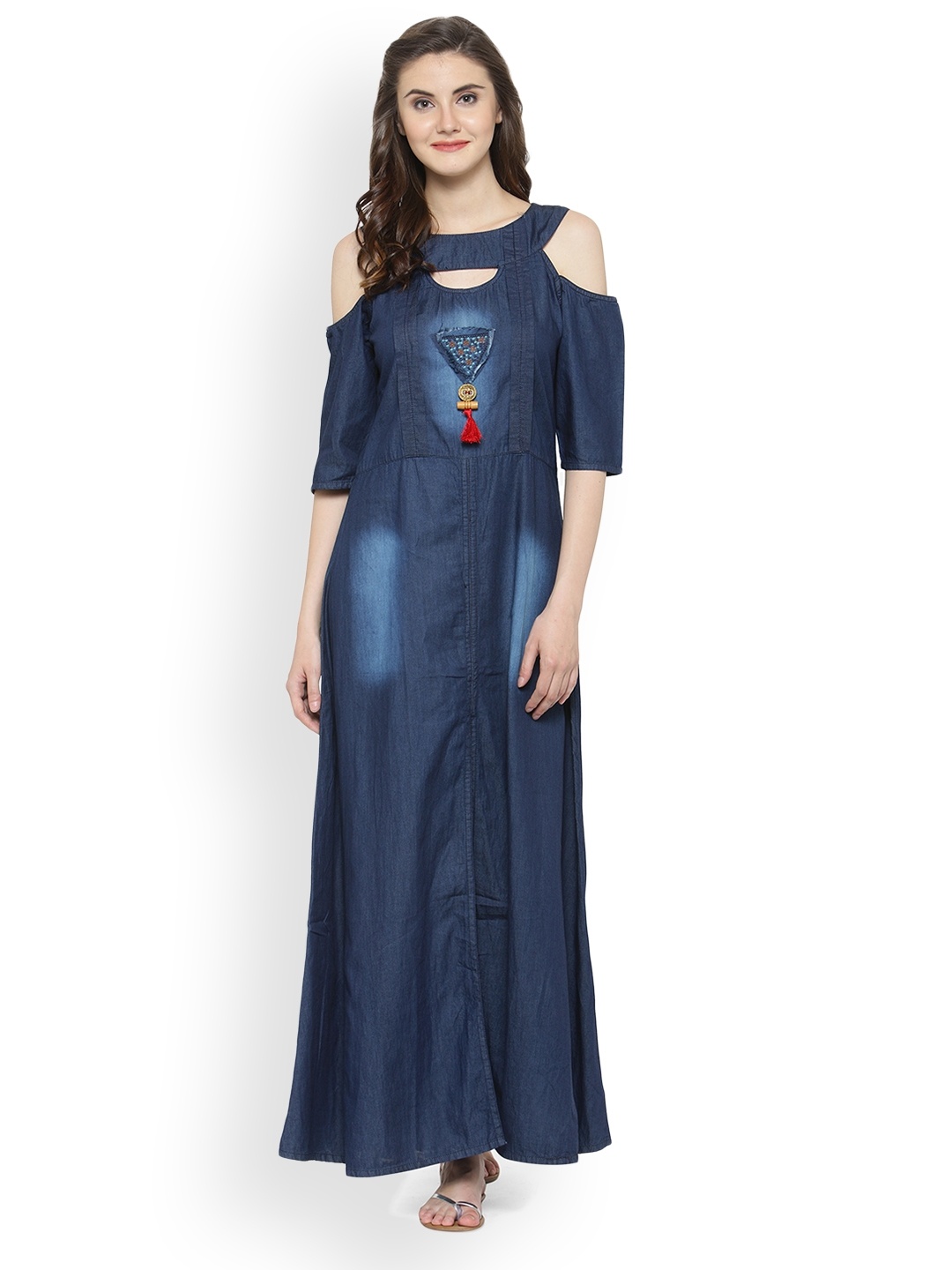 

Kvsfab Women Blue Solid A-Line Kurta