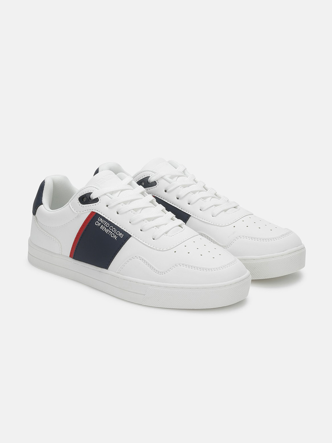 

United Colors of Benetton Men Colourblocked Comfort Insole Lace-Ups Sneakers, White