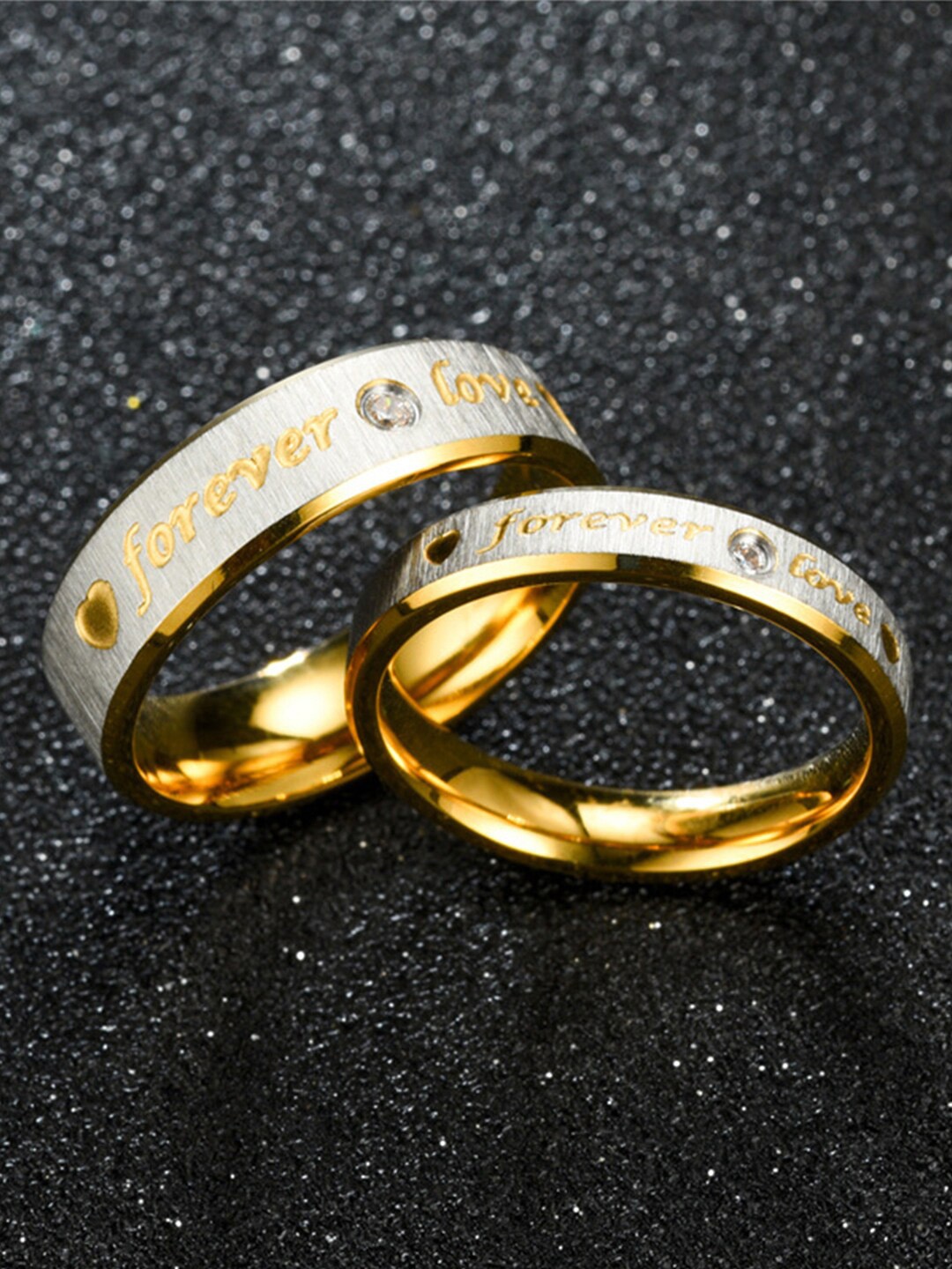 

Scintillare By Sukkhi Set Of 2 Gold-Plated Couple Finger Rings