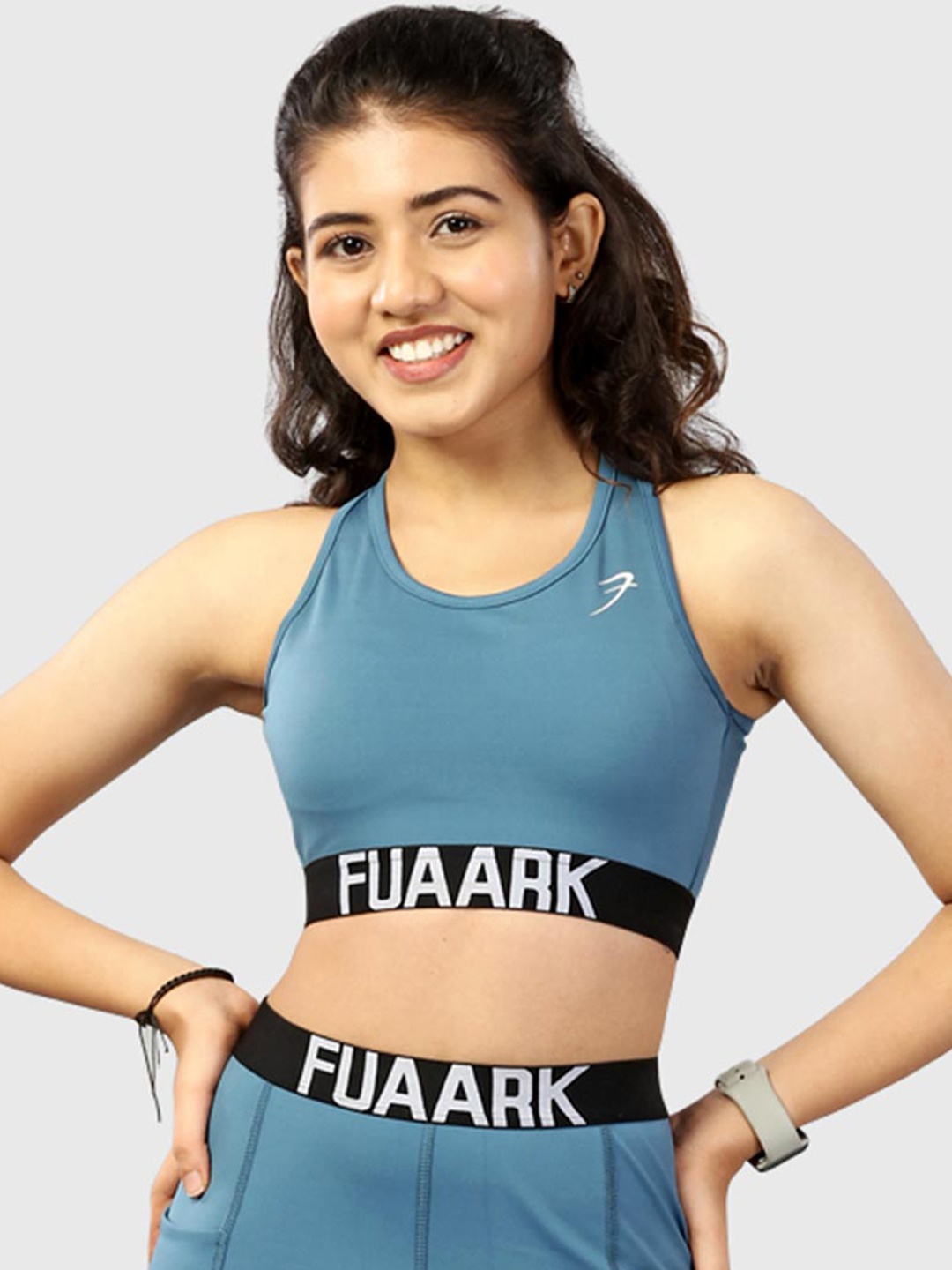 

FUAARK Non-Wired Removable Padding Anti Odour Workout Bra With All Day Comfort, Blue
