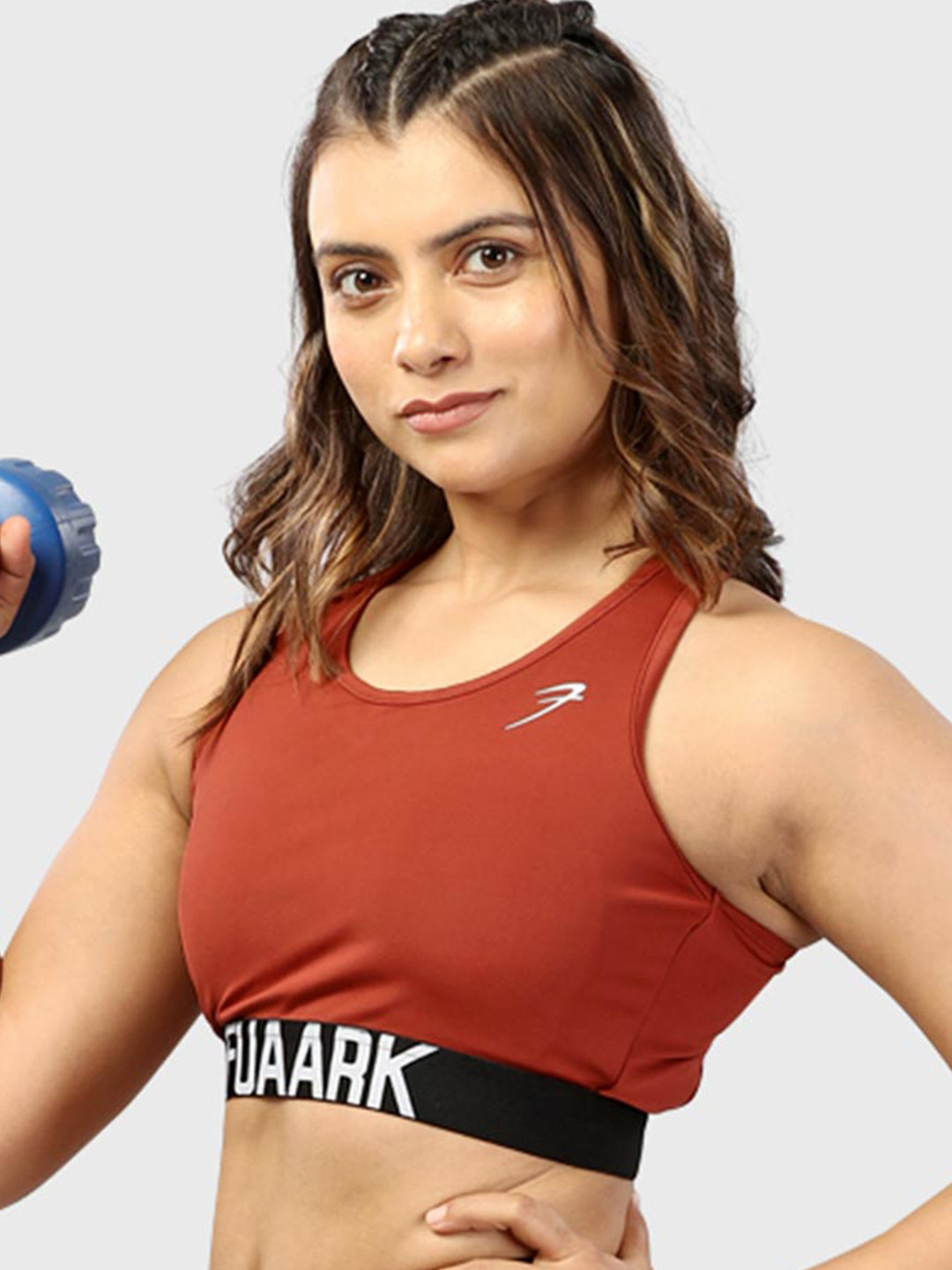 

FUAARK Full Coverage Anti Odour Workout Bra With Moisture Wicking, Rust