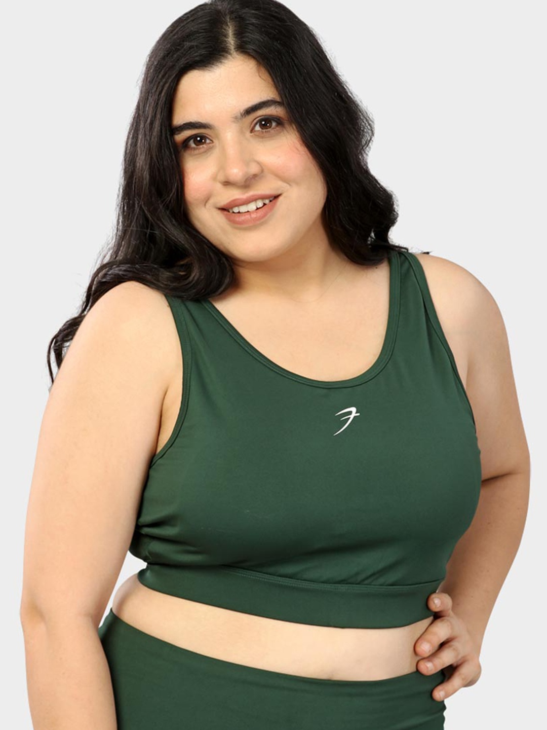

FUAARK Plus Size Full Coverage Anti Odour Workout Bra With All Day Comfort, Green