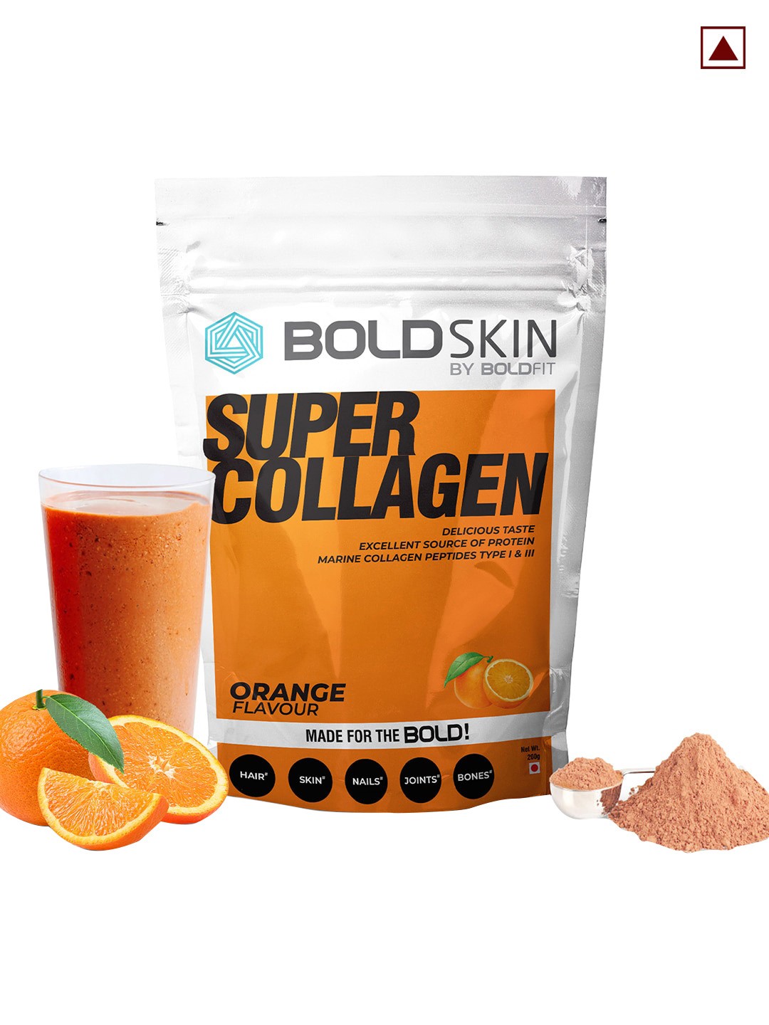 

BOLDFIT BoldSkin Super Collagen Powder Supplement - Orange Flavour - 200g