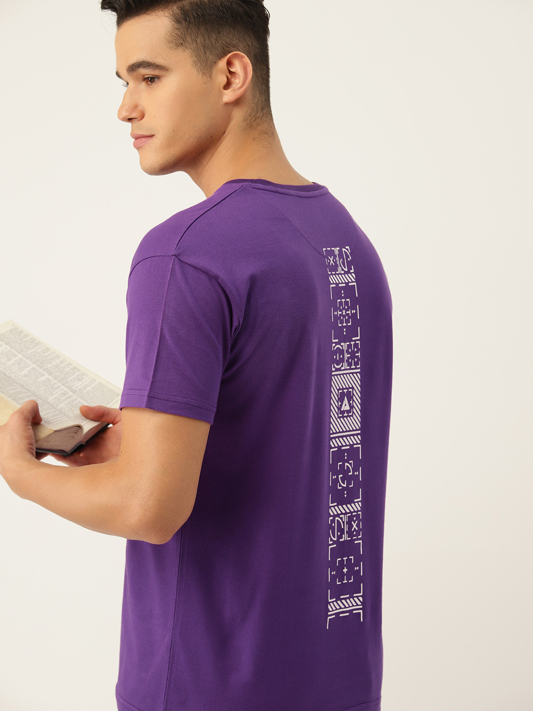 

ETC Men Printed Pure Cotton T-shirt, Purple