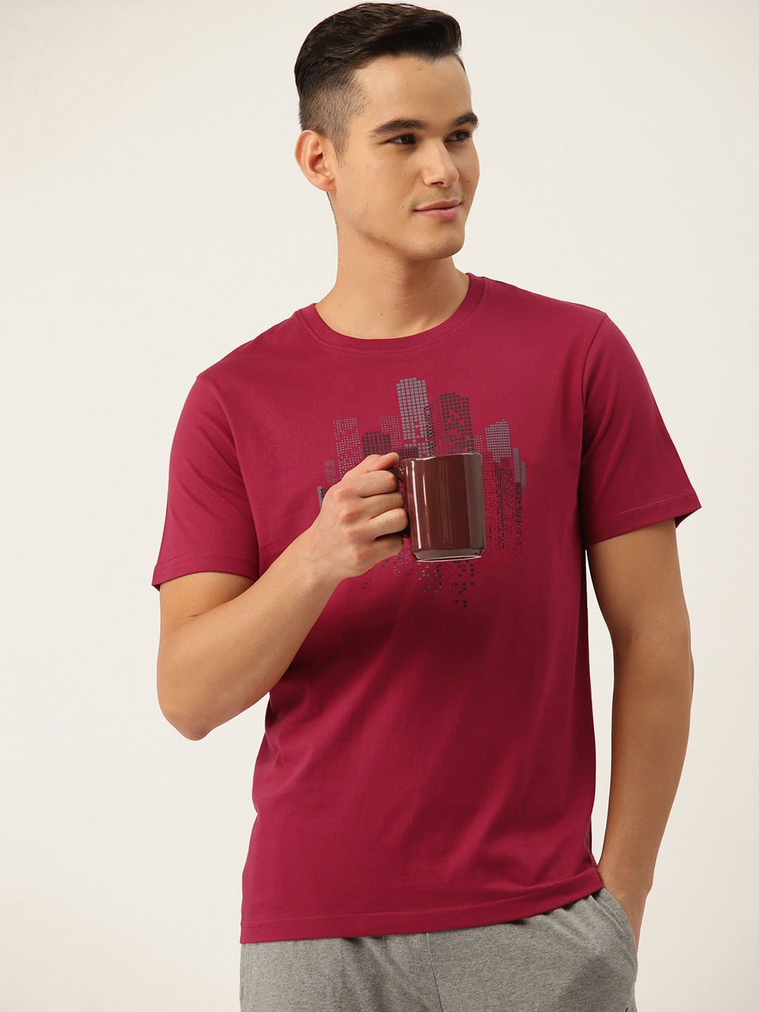 

ETC Men Printed Pure Cotton T-shirt, Red