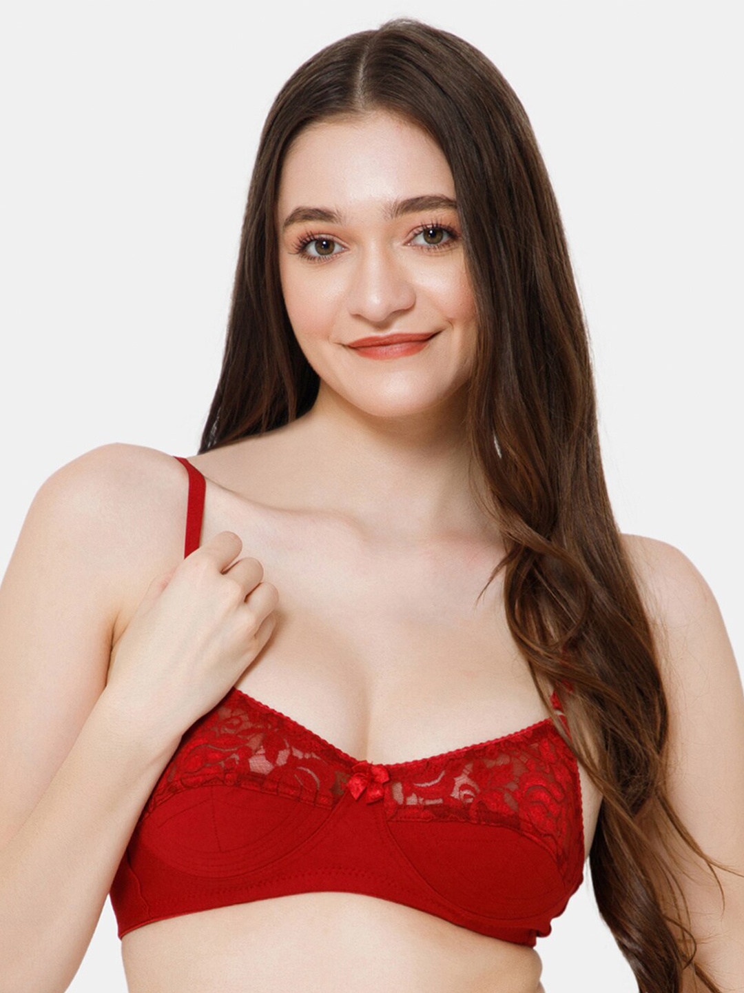 

Lady Lyka Self Design Medium Coverage Non Padded Cotton T-Shirt Bra With All Day Comfort, Maroon