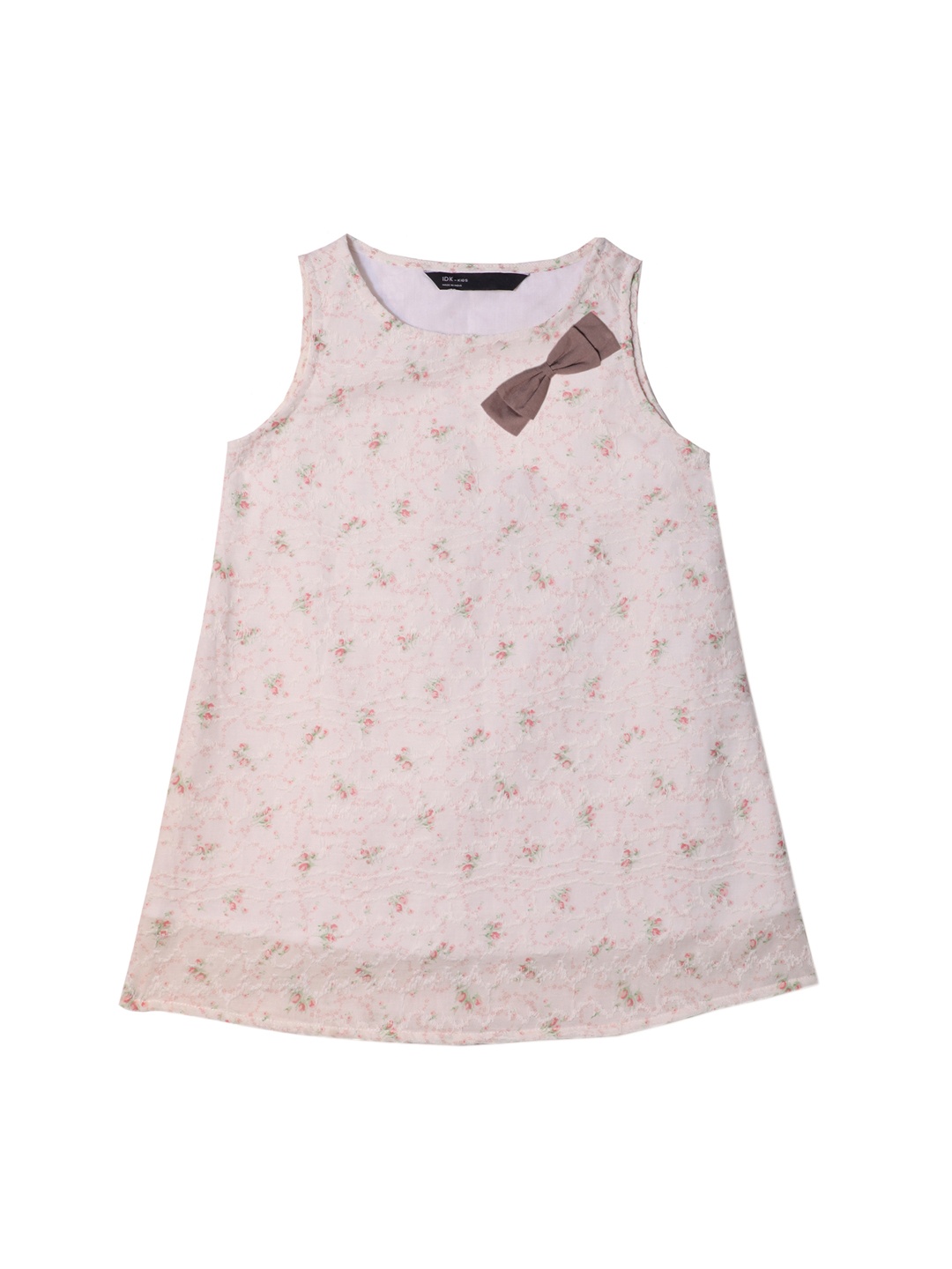 

IDK Girls Cream-Coloured Printed A-Line Dress