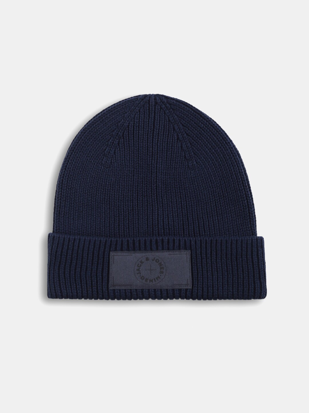 

Jack & Jones Self Designed Pure Cotton Beanie, Navy blue