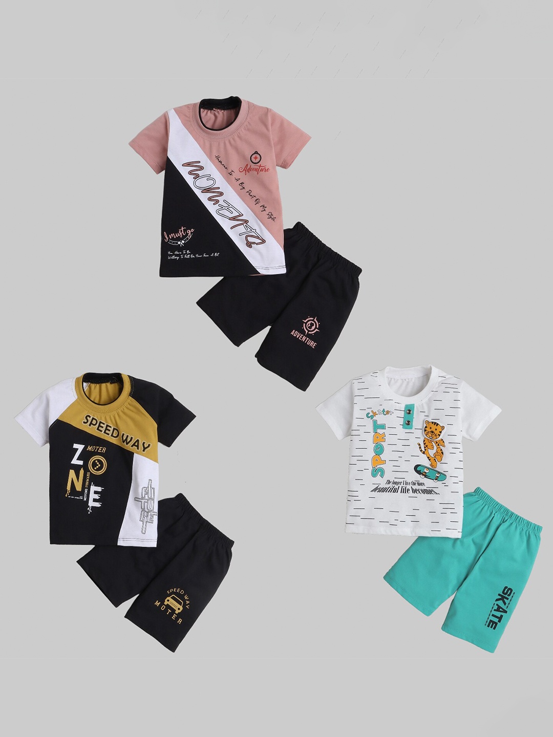 

BAESD Boys Pink & White Printed T-shirt with Shorts