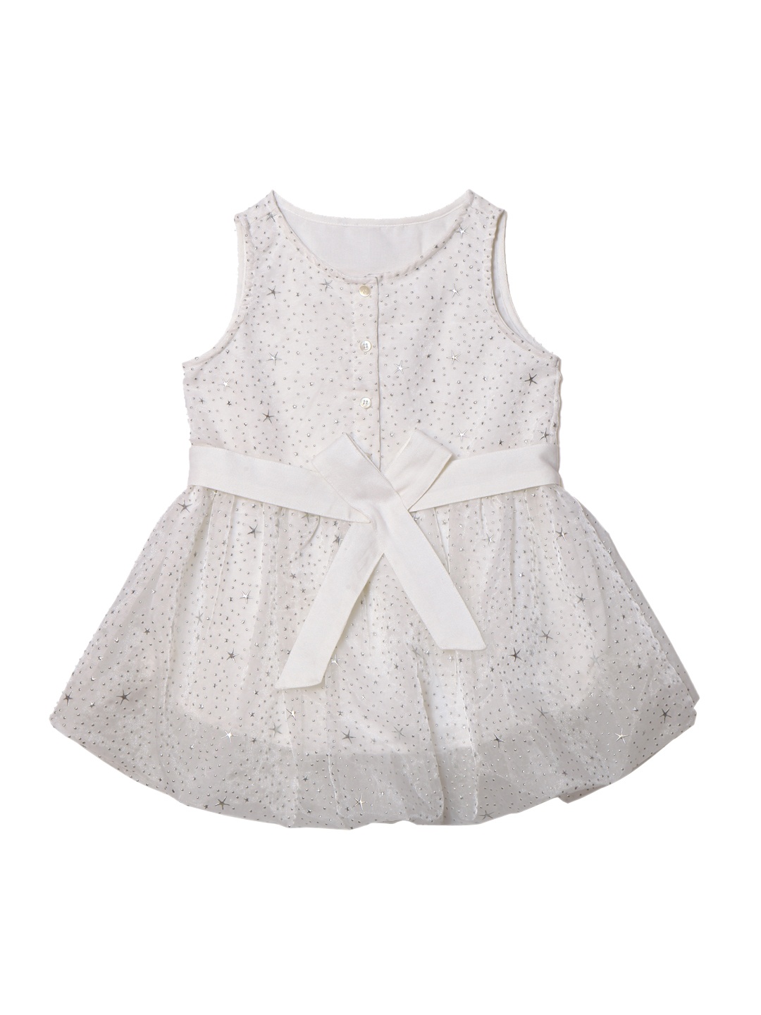

IDK Girls White Quirky Print Fit and Flare Dress