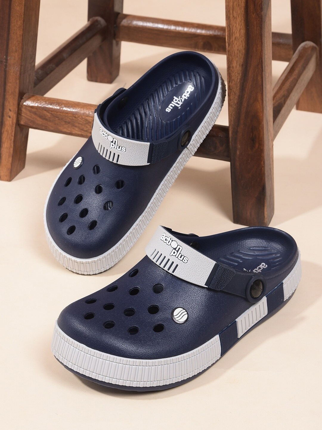 

Action Plus Men Self Design Rubber Clogs, Navy blue
