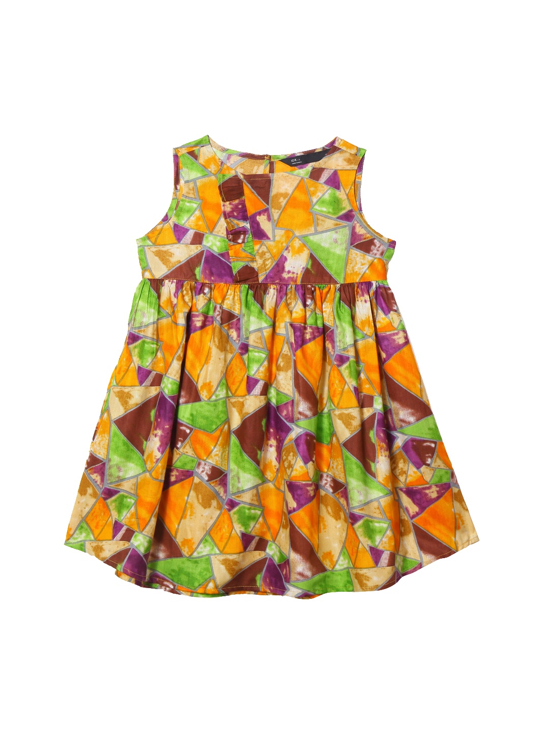

IDK Girls Multicoloured Printed Fit and Flare Dress, Multi