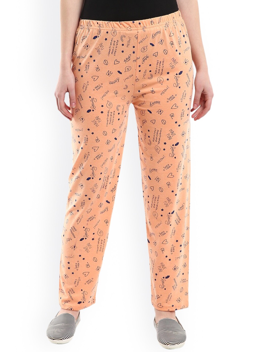 

V-Mart Women Printed Lounge Pants, Peach