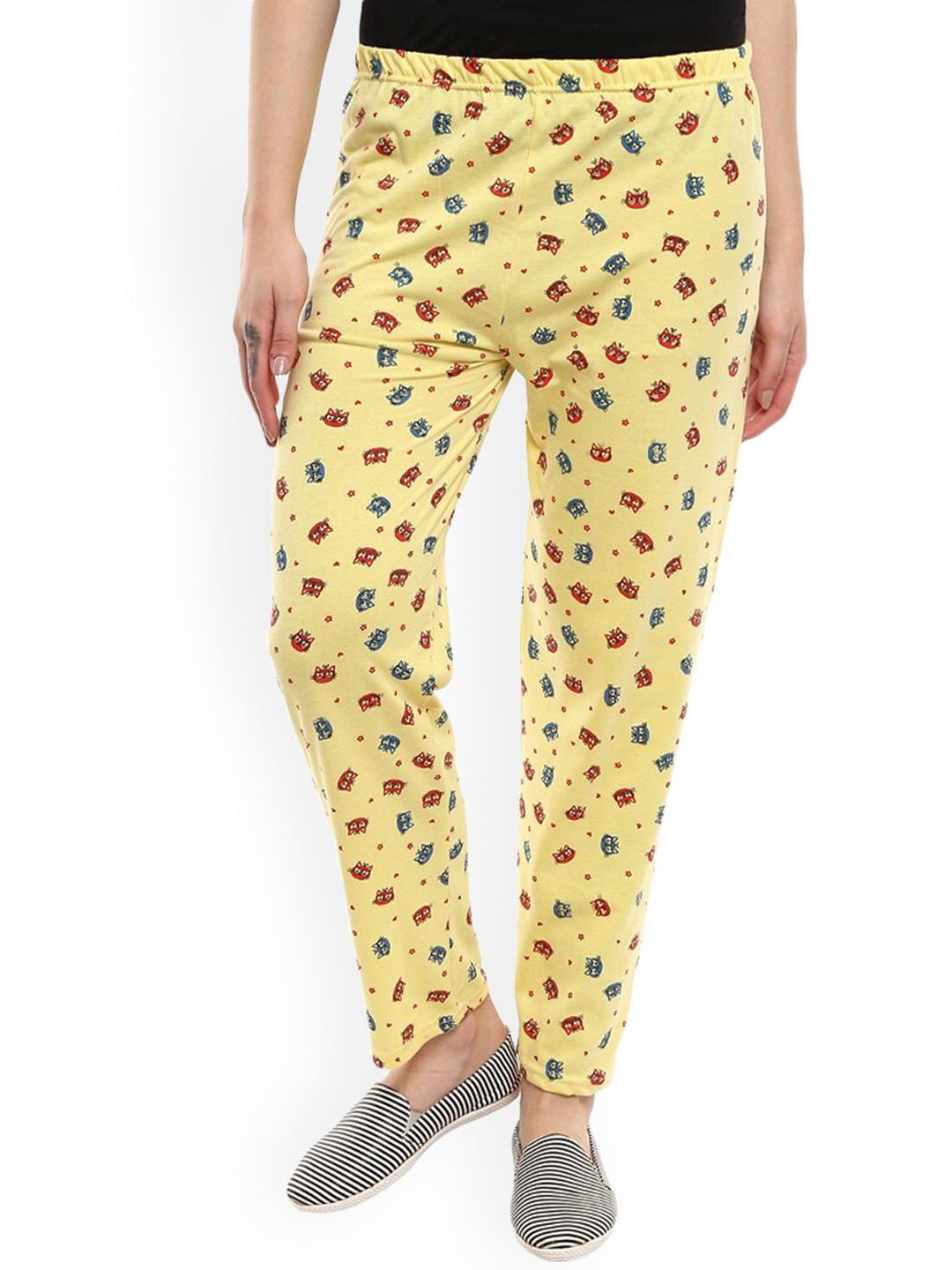 

V-Mart Women Printed Mid-Rise Lounge Pants, Yellow