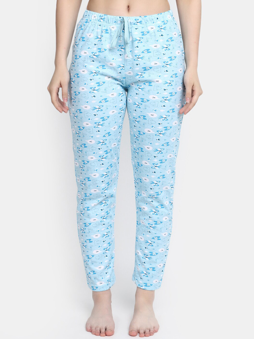 

V-Mart Women Printed Cotton Lounge Pants, Blue