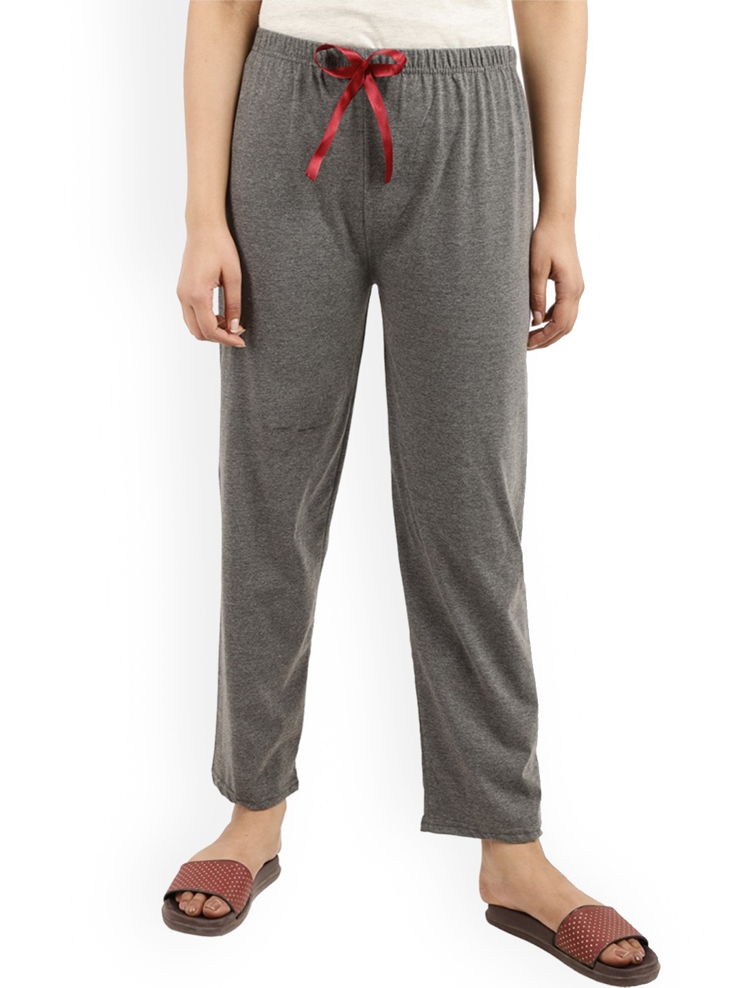 

V-Mart Women Mid-Rise Cotton Lounge Pants, Grey