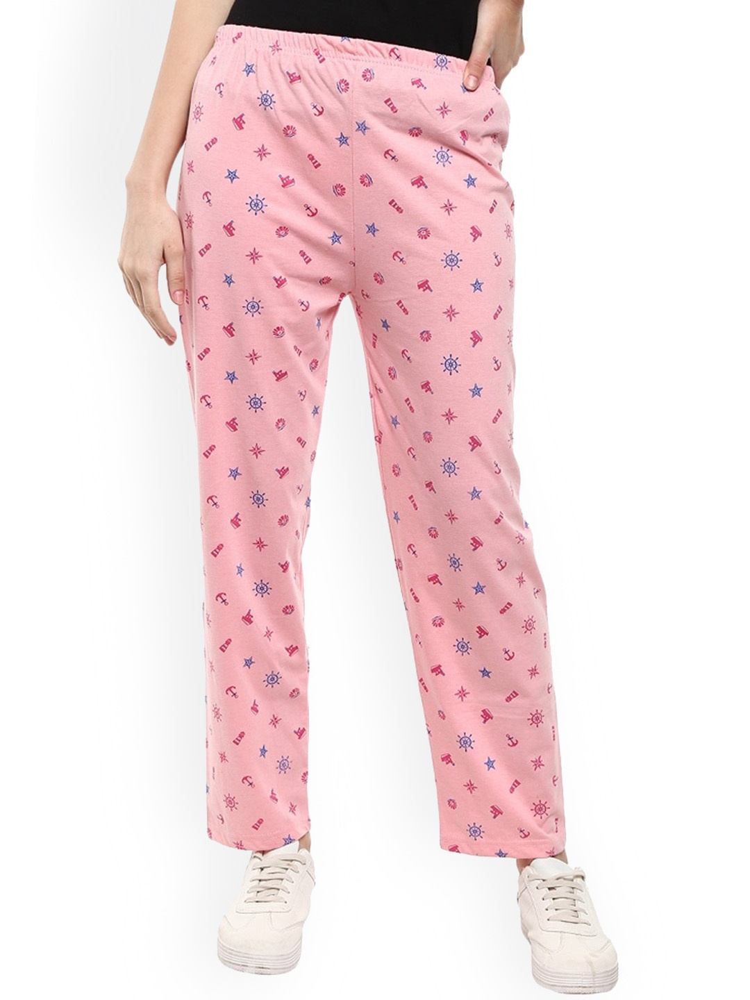 

V-Mart Women Printed Cotton Lounge Pants, Pink