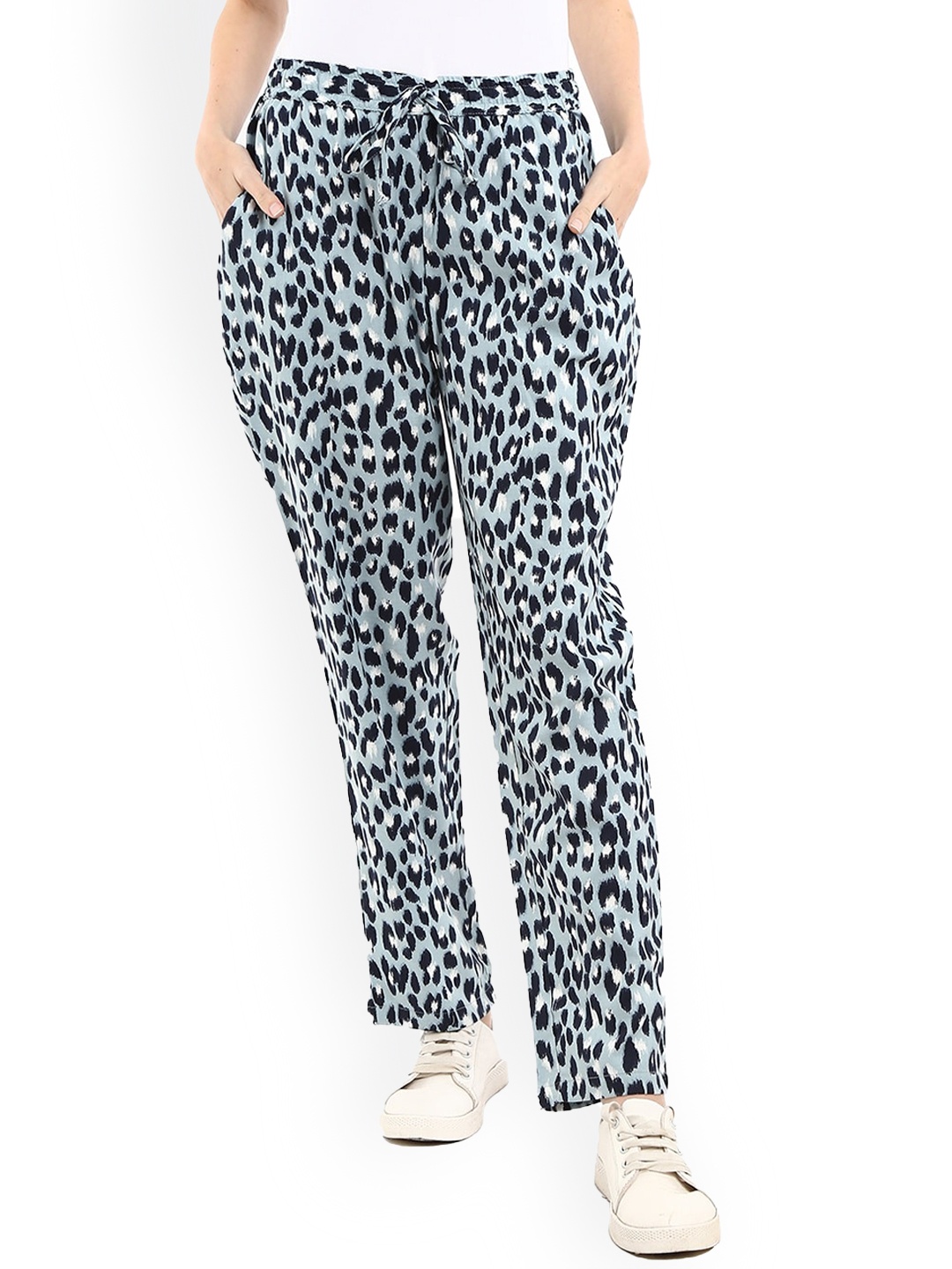 

V-Mart Women Abstract Printed Track Pants, Blue