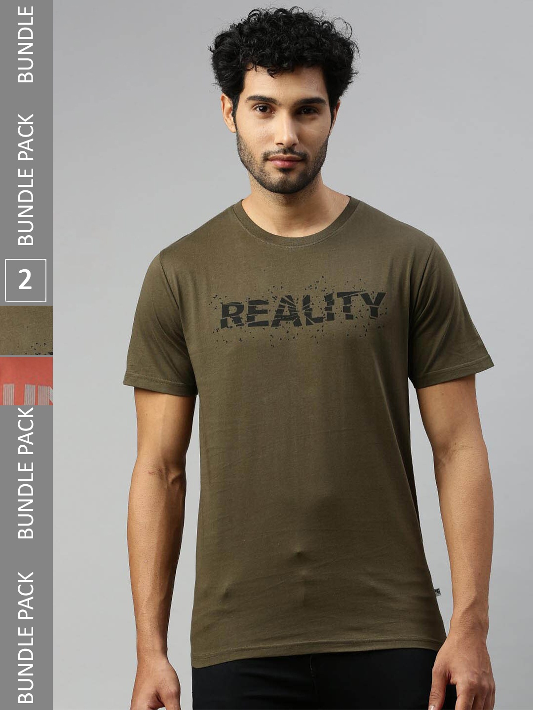 

Ramraj Pack Of 2 Typography Printed Cotton T-shirts, Olive