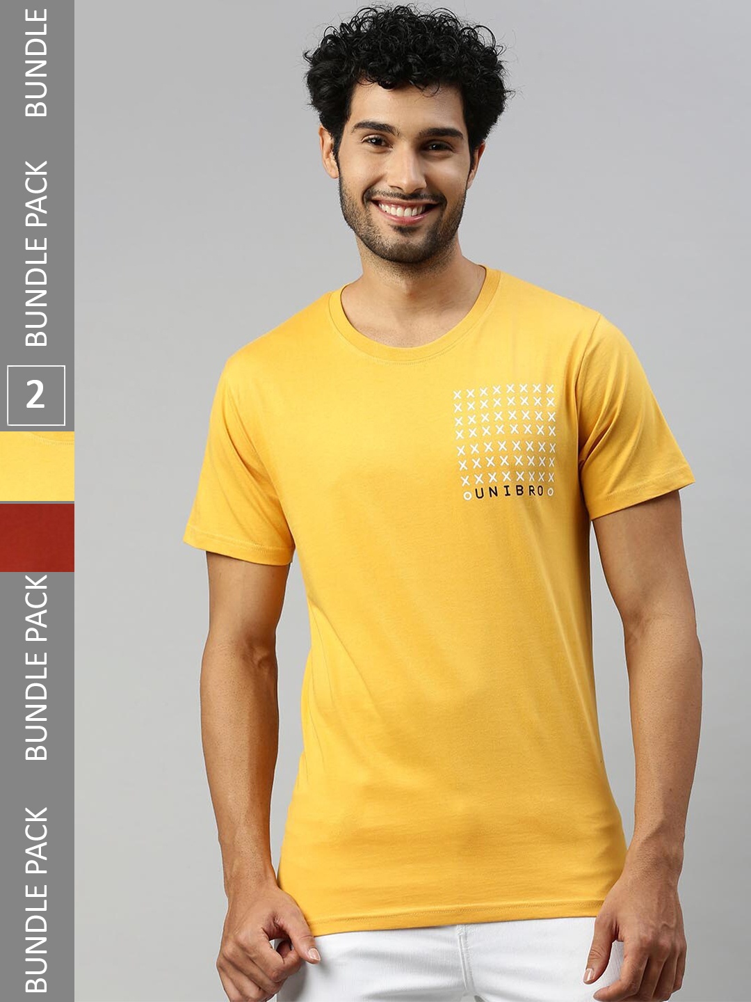 

Ramraj Pack of 2 Round Neck Pure Cotton T-shirts, Yellow