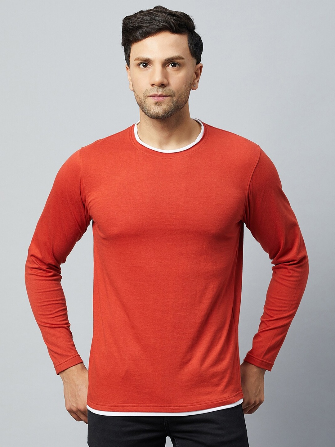 

Club York Men Round Neck T-shirt, Rust