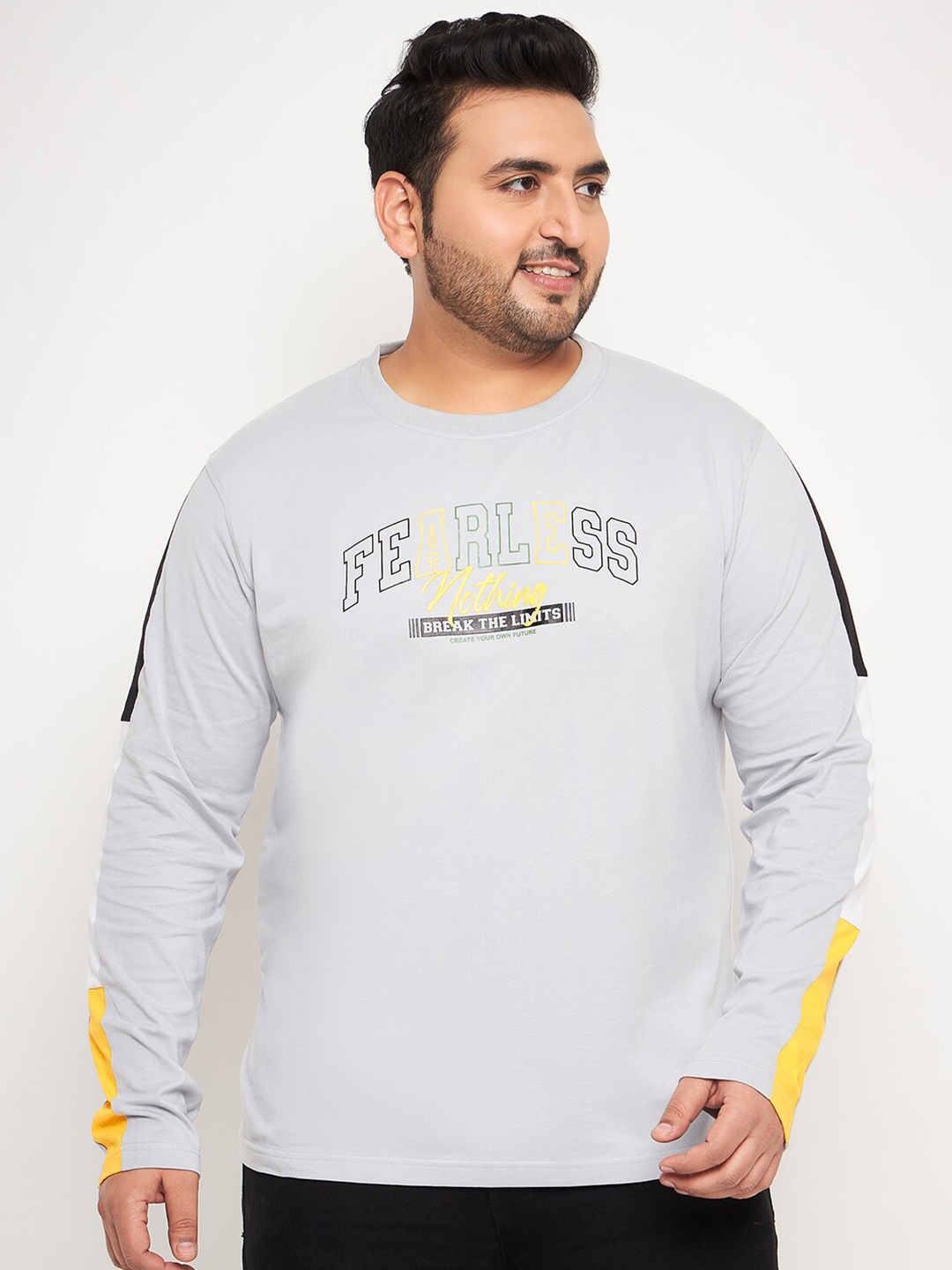 

Club York Men Plus Size Typography Printed T-shirt, Grey