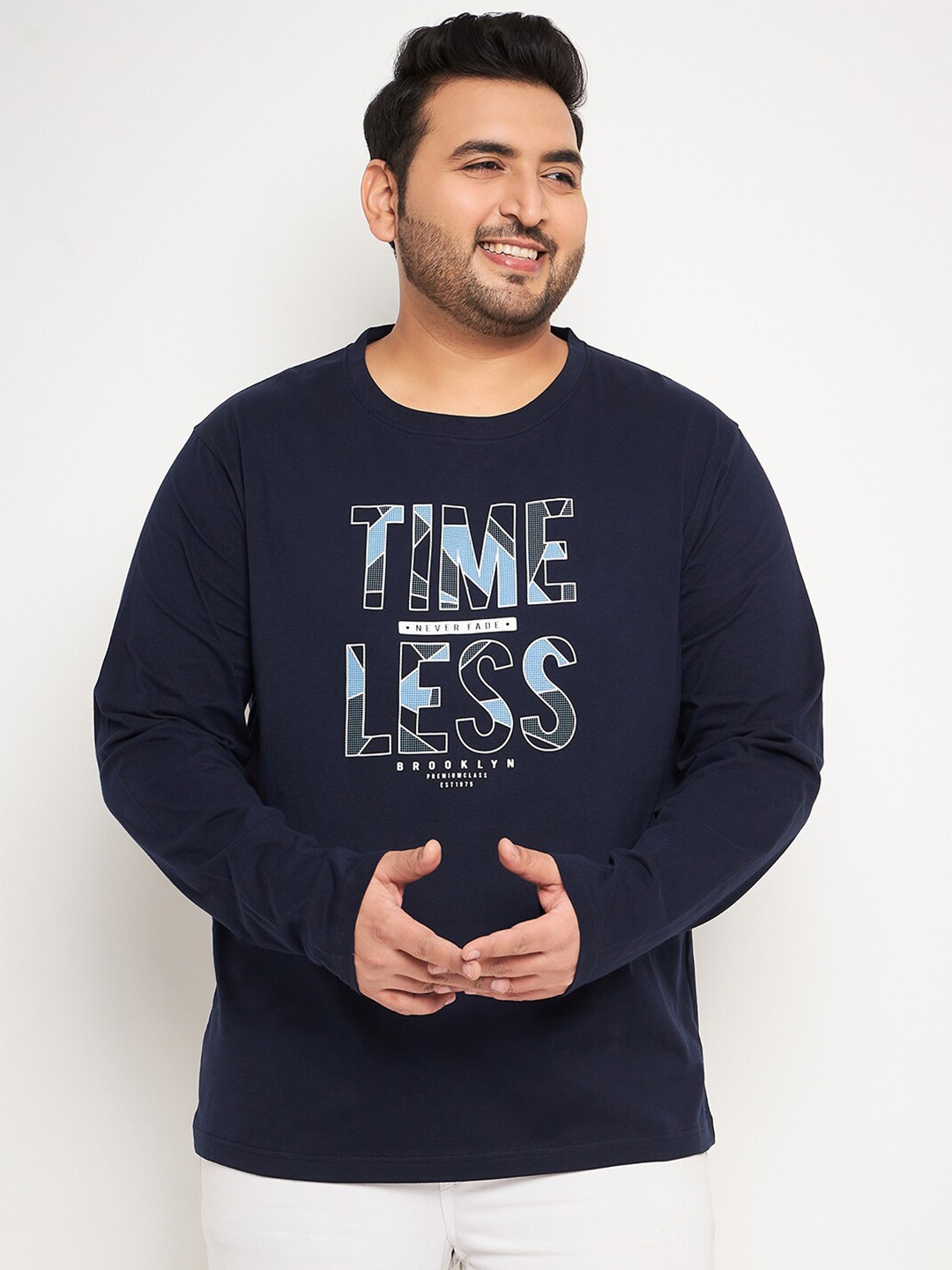 

Club York Men Plus Size Typography Printed T-shirt, Navy blue