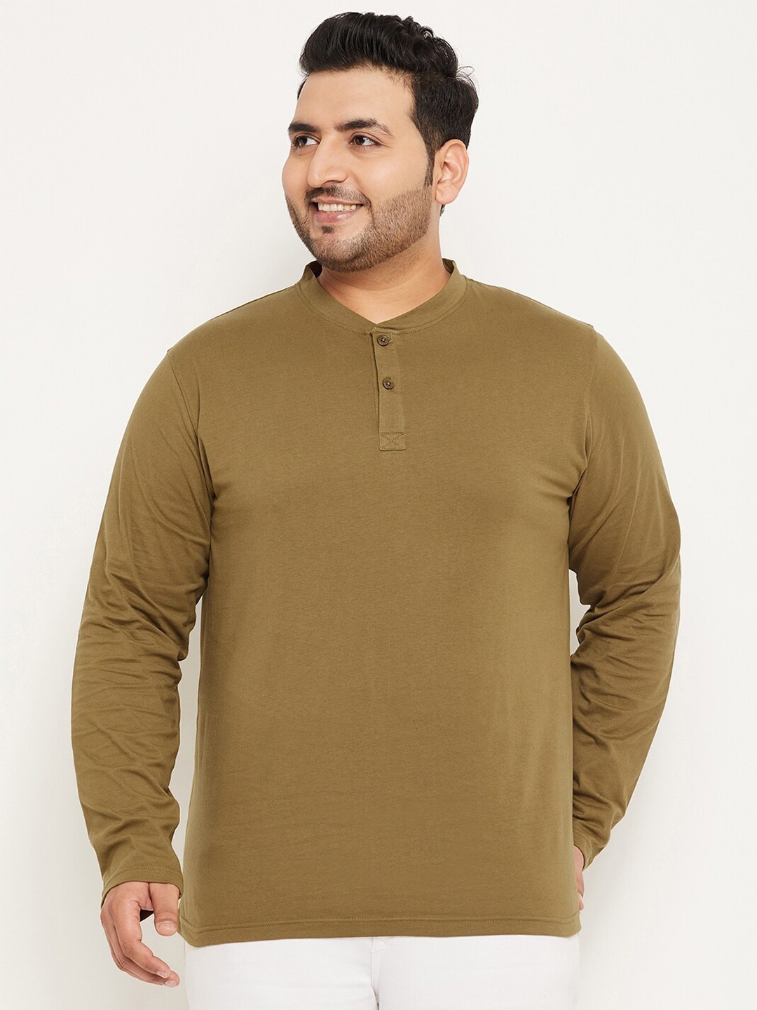 

Club York Henley Neck Cotton T-shirt, Olive