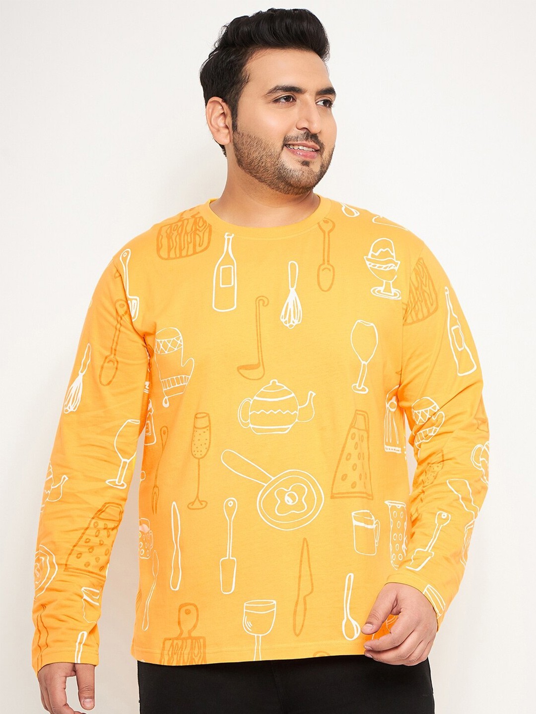 

Club York Graphic Printed Cotton T-shirt, Yellow