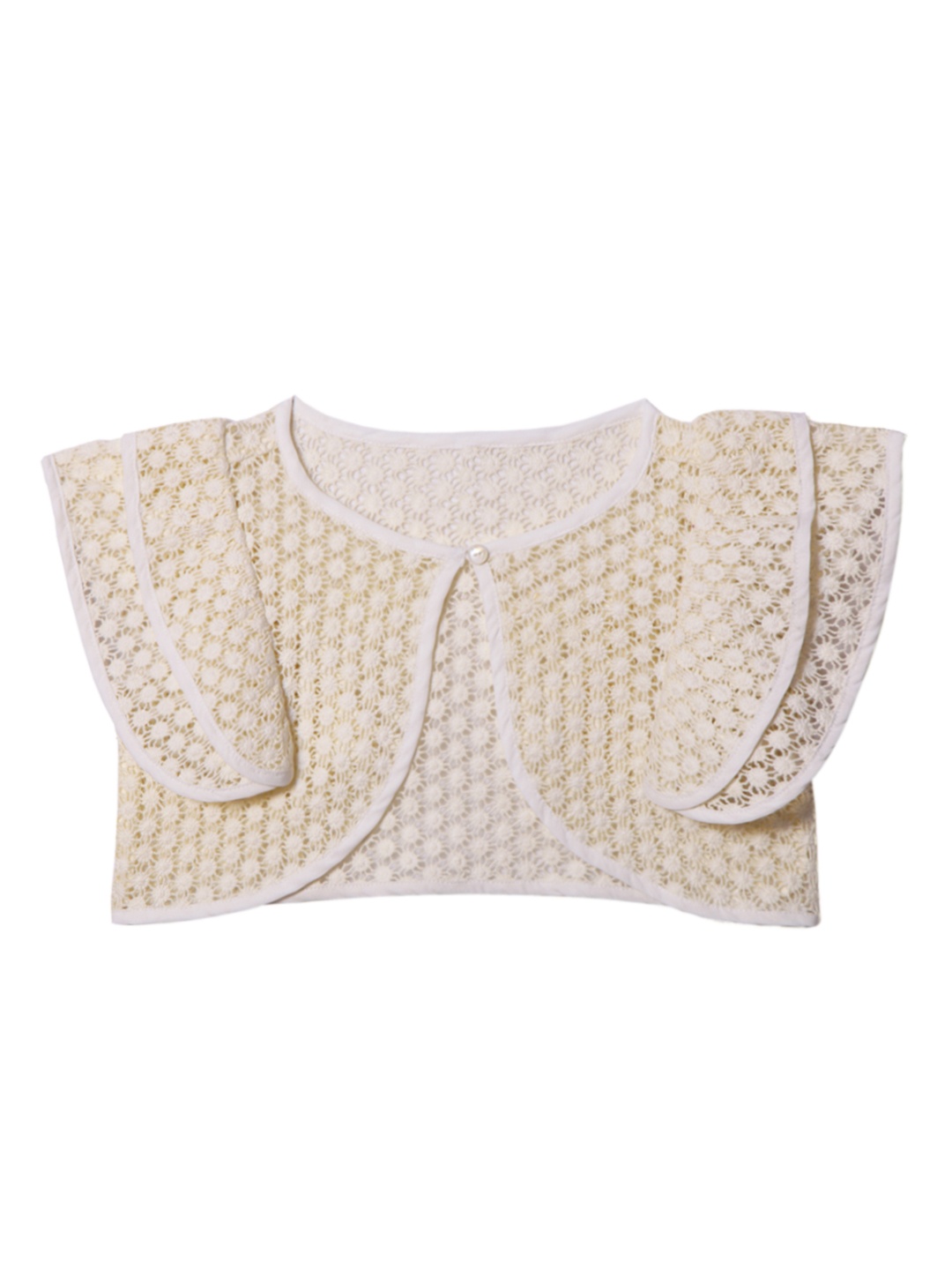 

IDK Cream-Coloured Solid Button Shrug