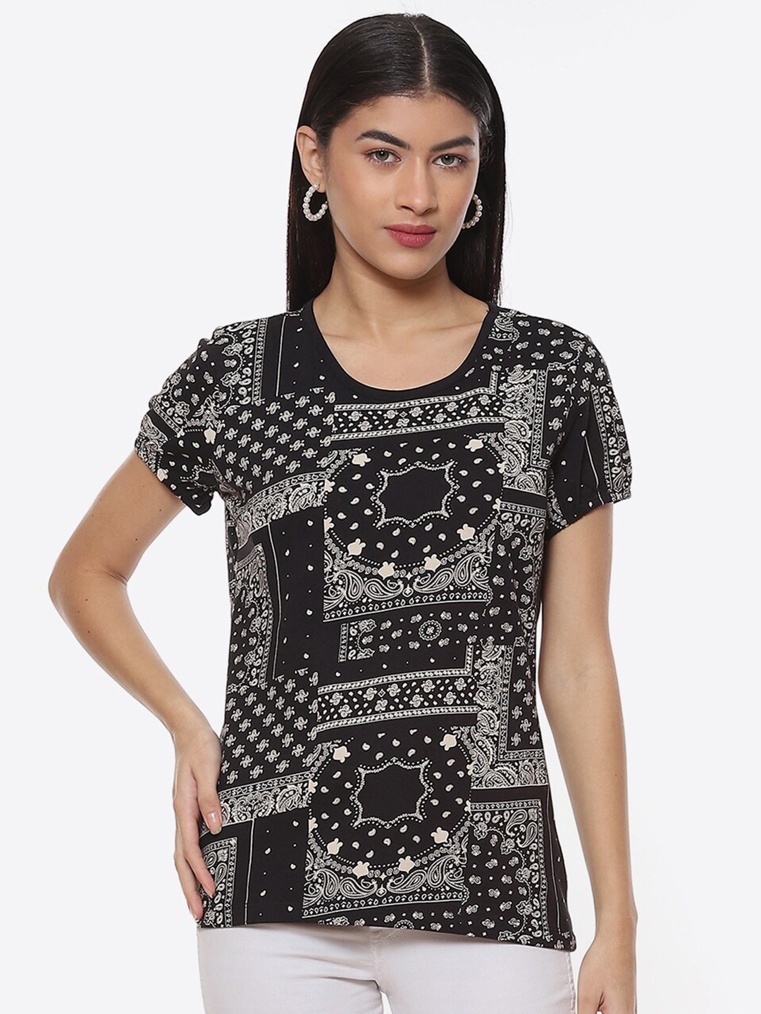 

2Bme Abstarct Printed T-shirt, Navy blue
