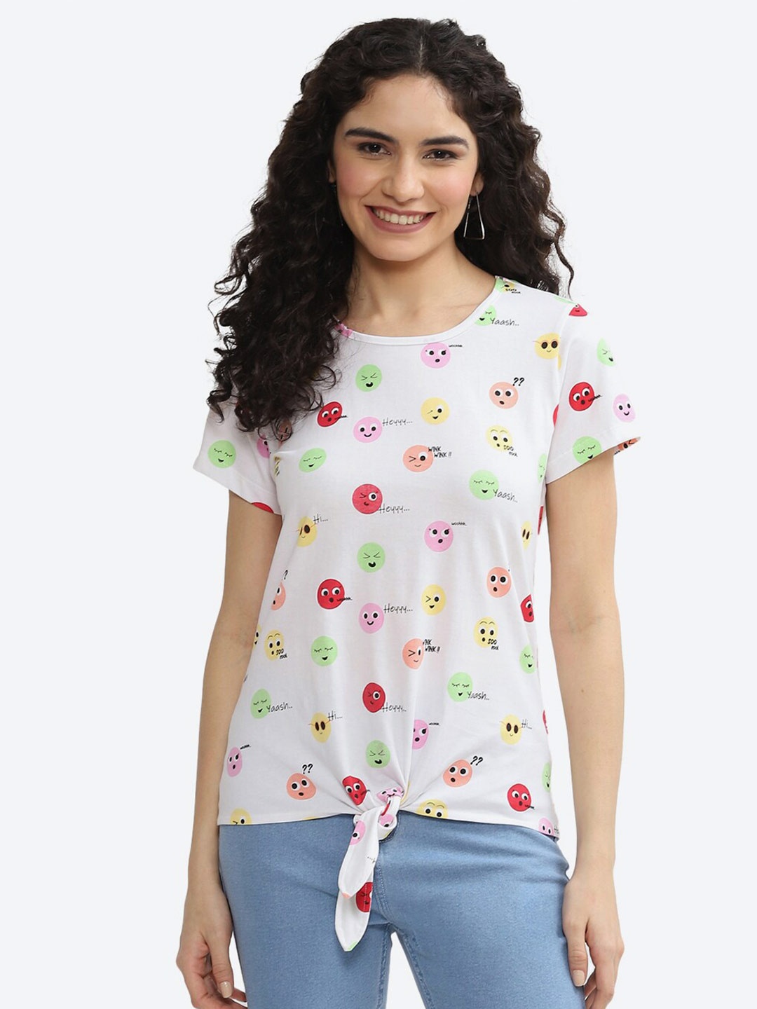 

2Bme Conversational Printed Cotton T-shirt, White
