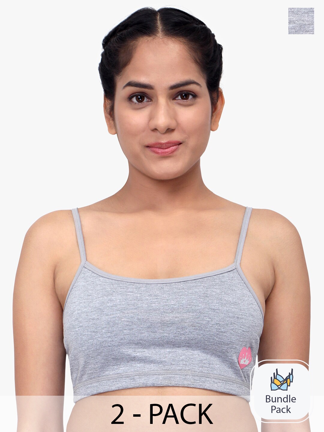 

Sillysally Pack of 2 Seamless Full Coverage Cotton Bralette Bra With All Day Comfort, Grey melange