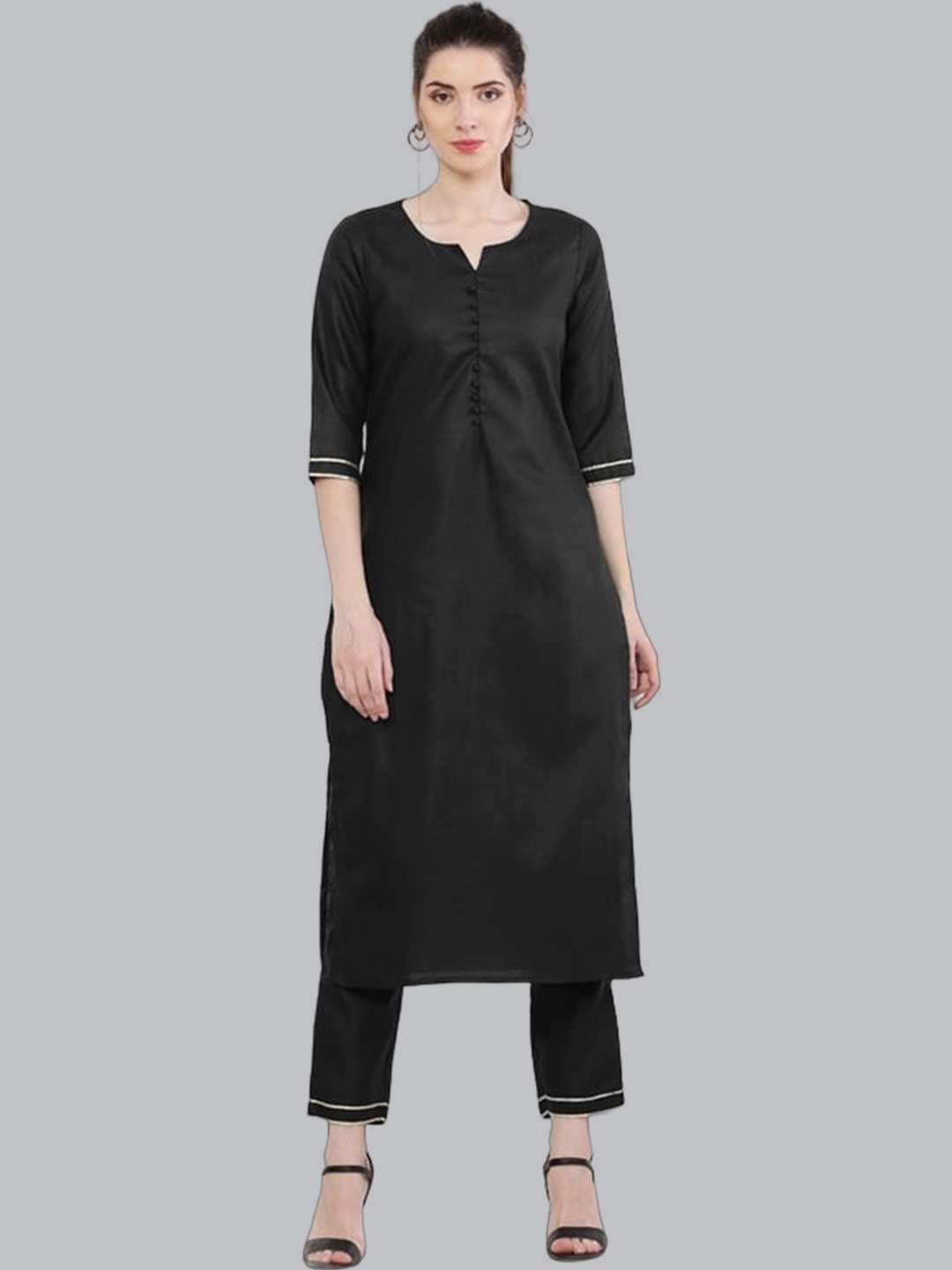 

KALINI Straight Kurta with Trouser, Black