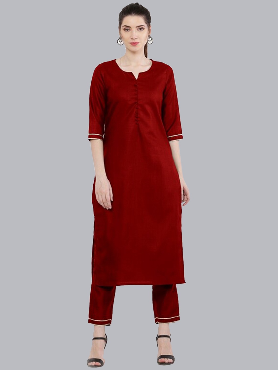 

KALINI Regular Kurta With Trousers, Maroon