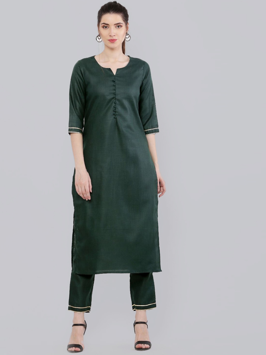 

KALINI Regular Kurta With Trousers, Green