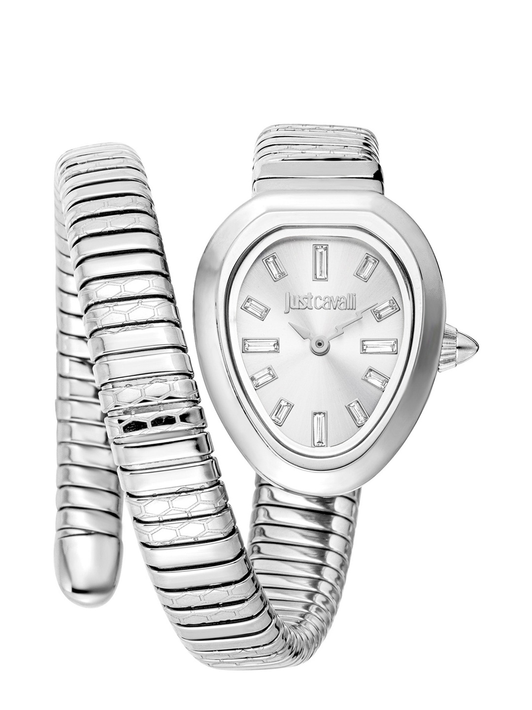 

Just Cavalli Women Textured Dial And Stainless Steel Straps Wrap Around Watch JC1L222M0015, Silver