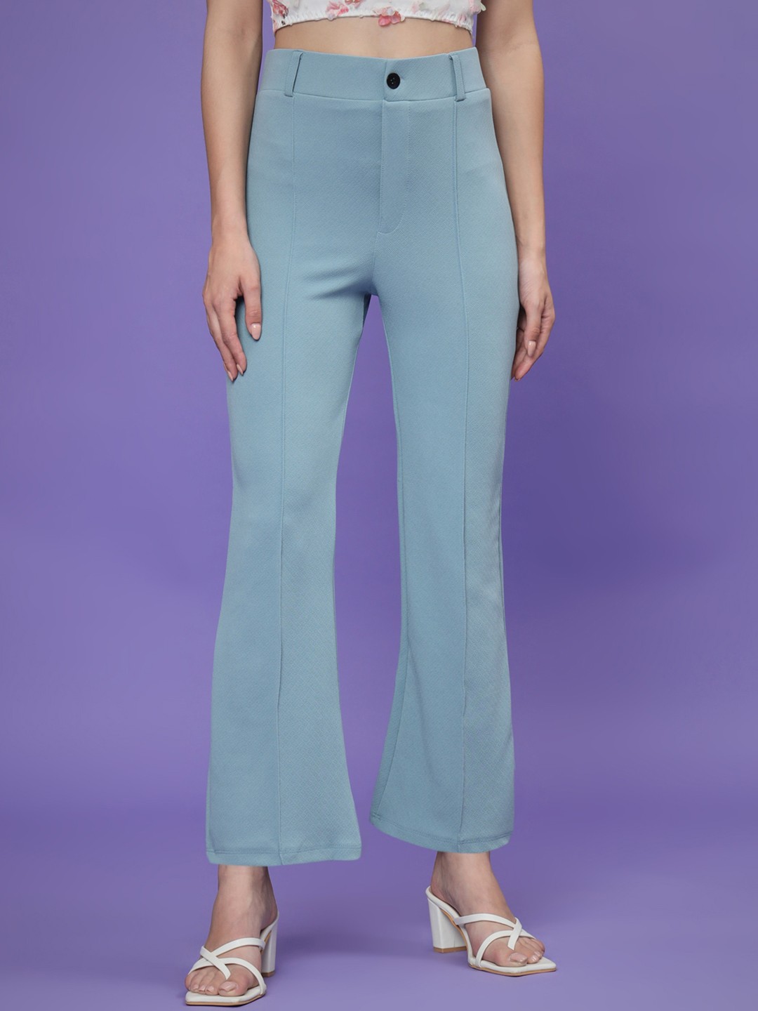 

KALINI Women Relaxed Straight Leg High-Rise Bootcut Trousers, Green
