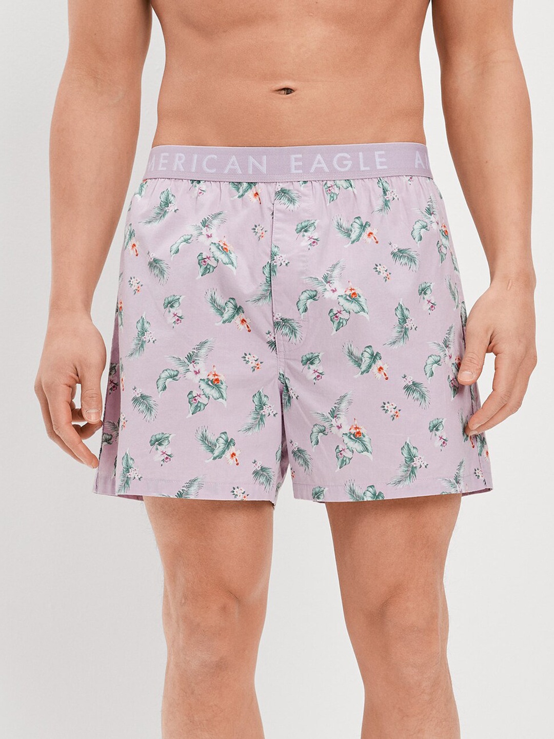 

AMERICAN EAGLE OUTFITTERS Floral Printed Anti-Roll Boxers WES0230070507, Purple