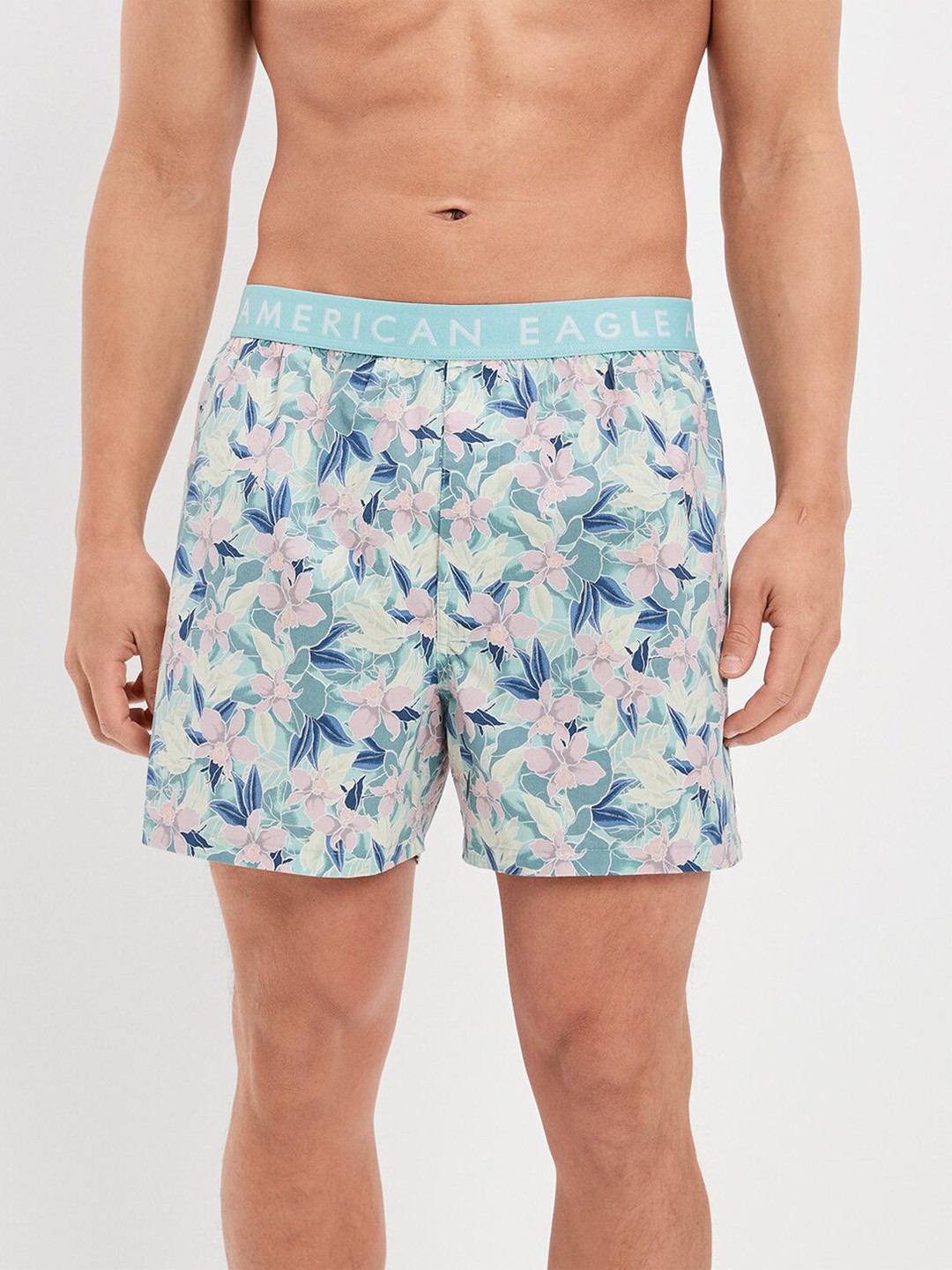 

AMERICAN EAGLE OUTFITTERS Floral Printed Stretch Anti-Roll Boxers WES0230080400, Blue